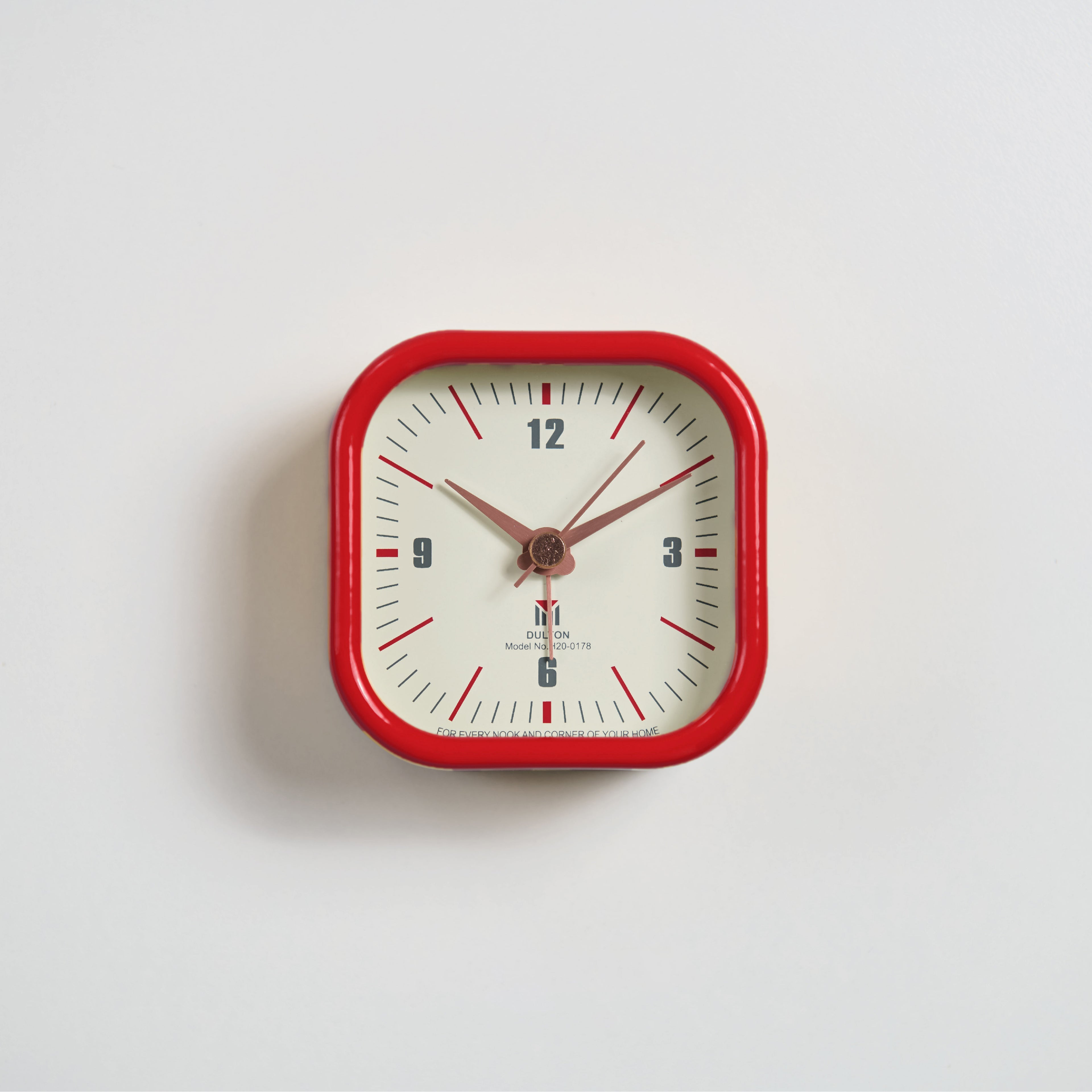 DULTON｜復古金屬方形時鐘 - 紅