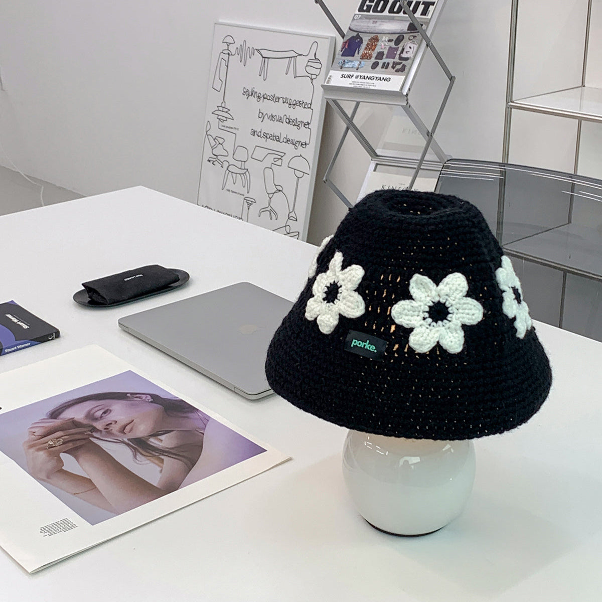 porke.｜Full Lighting 編織圓帽陶瓷桌燈 - Flor