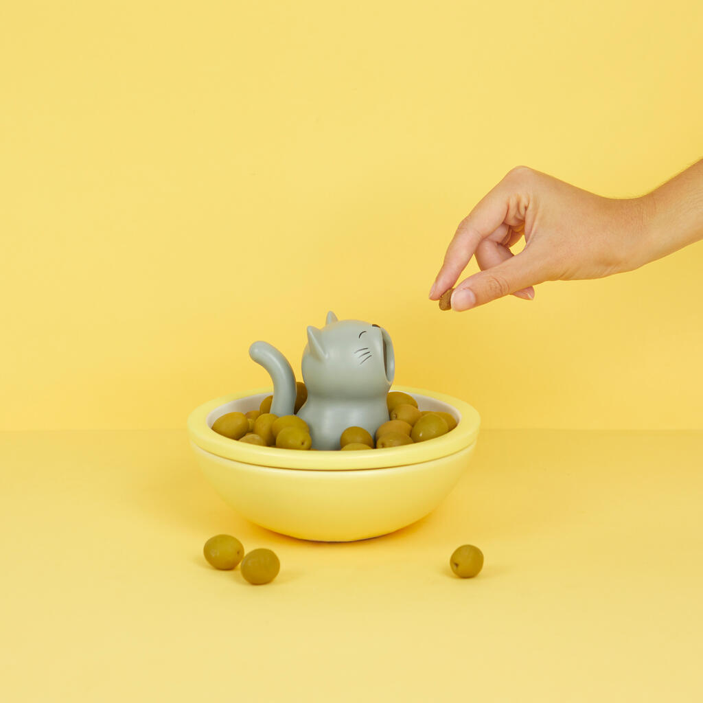 Balvi｜Hungry 系列 動物雙層陶瓷點心碗 - 小貓