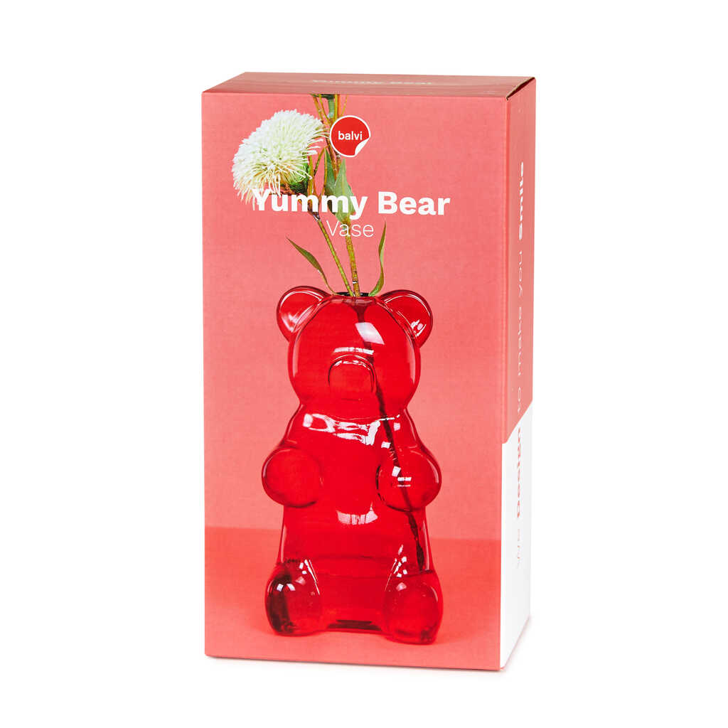 Balvi｜小熊軟糖玻璃花瓶 - 紅